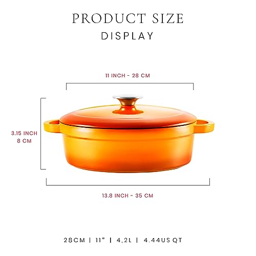 Voeux Kitchenware- Enameled Cast Iron Dutch Oven Casserole with lid (4.4 Qt, Amusant) - Image 3