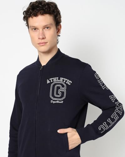 Image of Gap Men Graphic Print Full Sleeves Collared Neck Sweatshirt