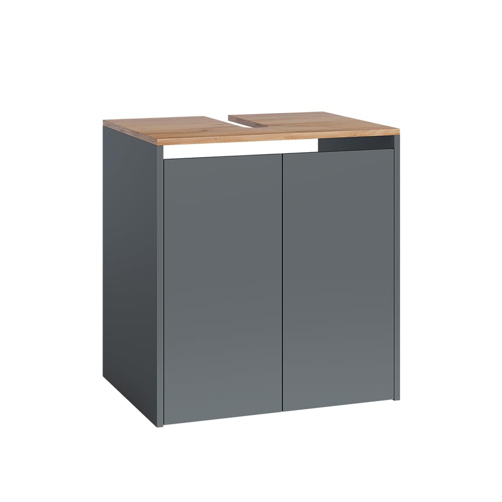 Vicco Szafka pod umywalkę "Viktor", Antracyt/złoty dąb, 60.2 x 65 cm | z wycięciem na syfon i regulowaną półką