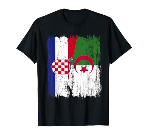 Croatie Algérie Demi Drapeau Croate Patrimoine Algérien T-Shirt