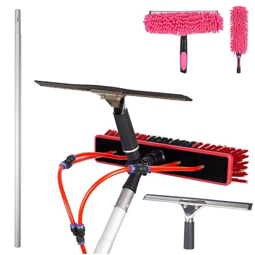 MINHUIJIHUI Cepillo/Escoba Limpiador Extensible con Agua PresióN,Plumero Telescopico Extensible,Limpia Placas Y Paneles Solares,Hidrolimpiadora,Cepillo De Limpieza para Ducha Mango TelescóPico