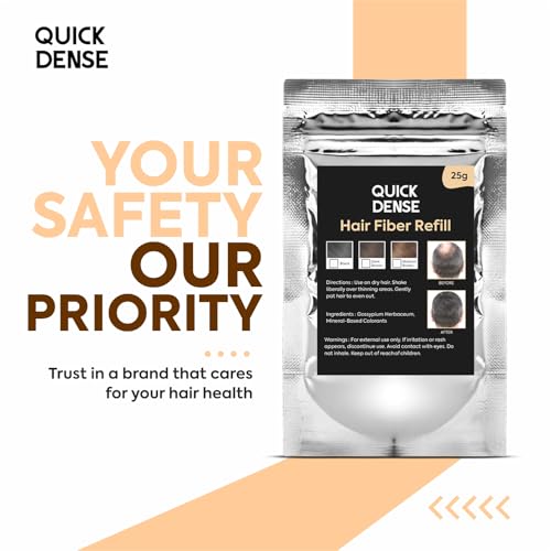 Image of Hair Building Fiber Refill Pack | Plant Based Cotton Fibers Refill Bag for Men & Women | Styling Accessory for Thin Hair Appearance | Natural Look - Black (Pack of 5)