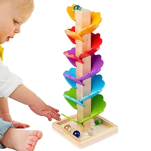 Firulab caída Pelota - Juguete Pista Bolas,Juguete Stem Madera para Conocer el tamaño Las Hojas caídas, coordinación Mano-, Carrera Velocidad para niños, niños pequeños