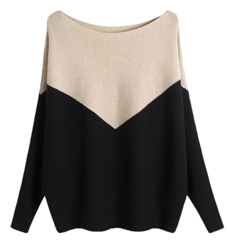 Image of EDSTAR Women Dolman Batwing Sleeves Knitted Sweaters Winter Boat Neck Pullovers Tops