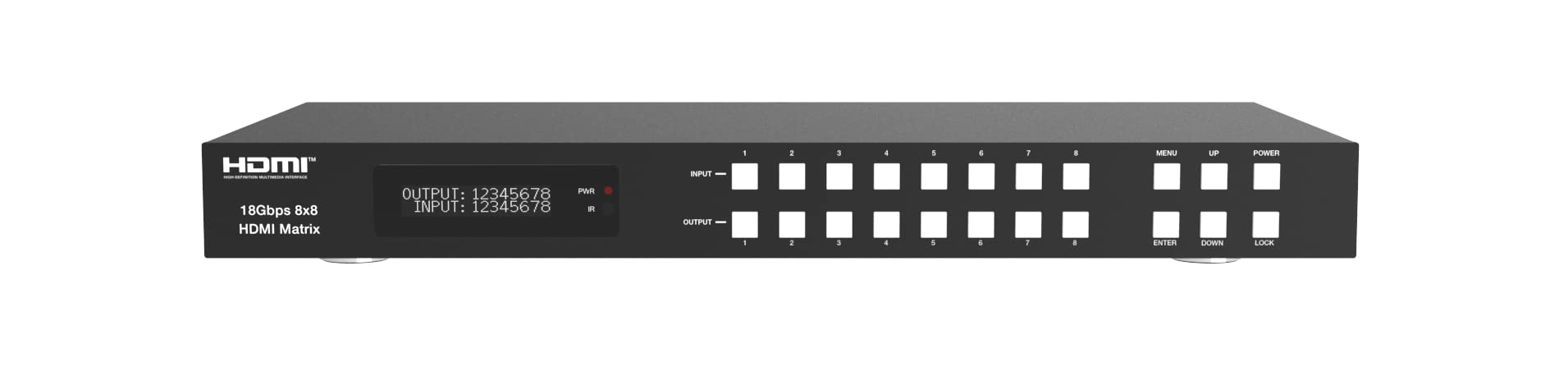 Commutateur matriciel HDMI 8x8 4K avec rétrogradation, ARC, HDR10+, HLG, Dolby Vision, Atmos. Prise en charge 4K @ 60Hz pour SkyQ UHD
