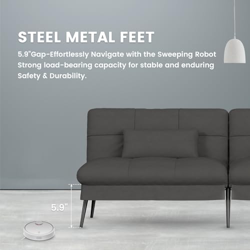 COMHOMA Fabric Sofa Bed 3 Seater Upgraded Frame 5-Gear Back Angle Adjustable Futon Sofa for Living Room, Guest Room (Fabric, Black)