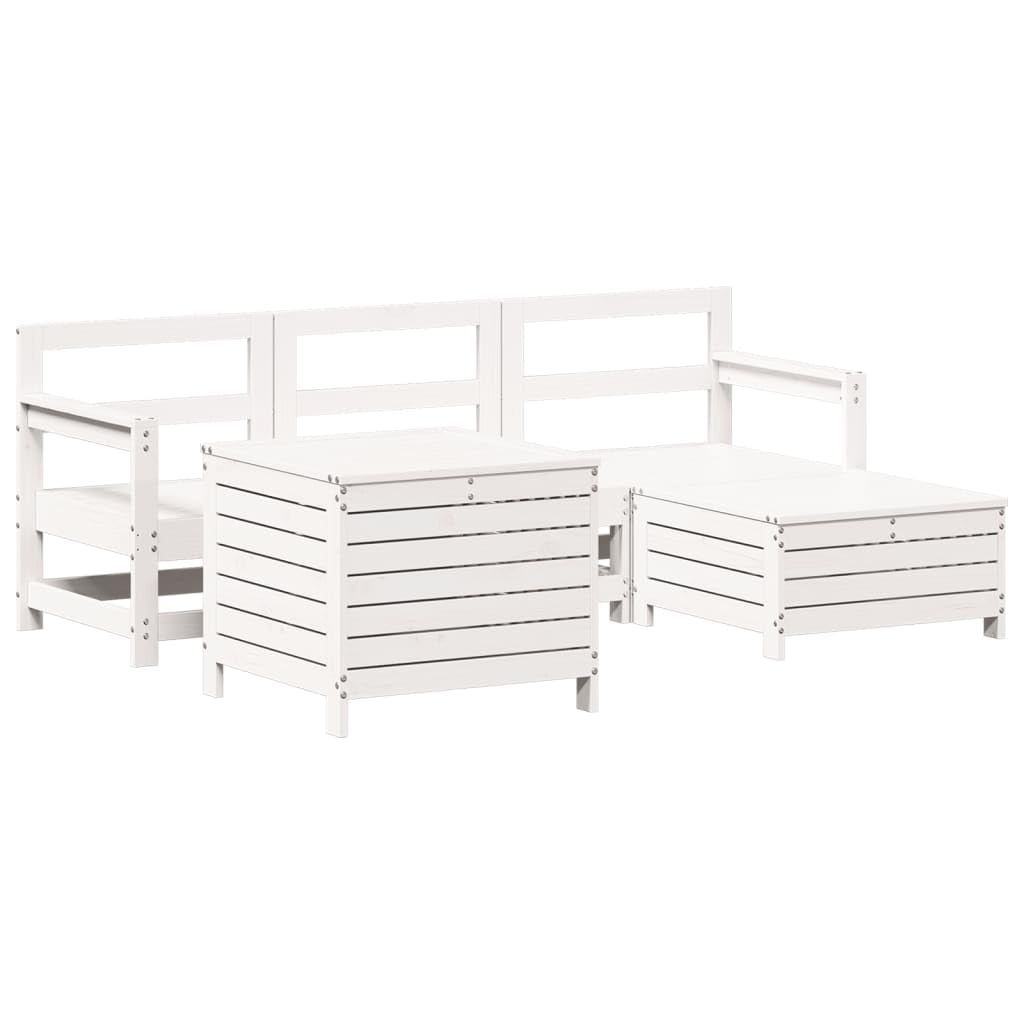 Canapé d'extérieur modulable blanc en bois massif de pin pour terrasse et jardin