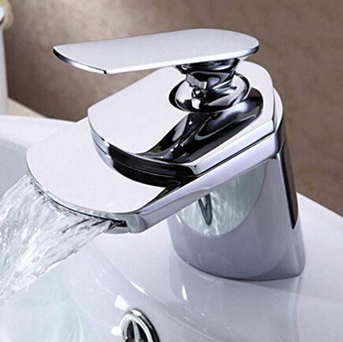 Modern Waterfall Single Handle Brass with Chrome Finish Kitchen Basin Sink Faucet (D-81H19-CHR)