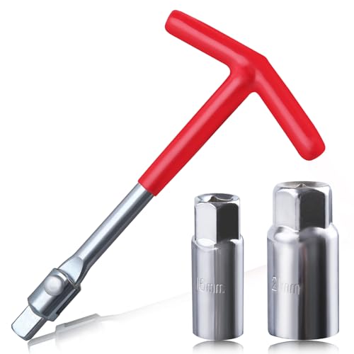 LEONTOOL Spark Plug Socket Wrench T-Handle Universal Joint Spark Plug Socket Wrench with 16mm 5/8 Inch and 21mm 13/16 Inch Remover Installer, 180-Degree Rotation T Bar Remover Installer Tool