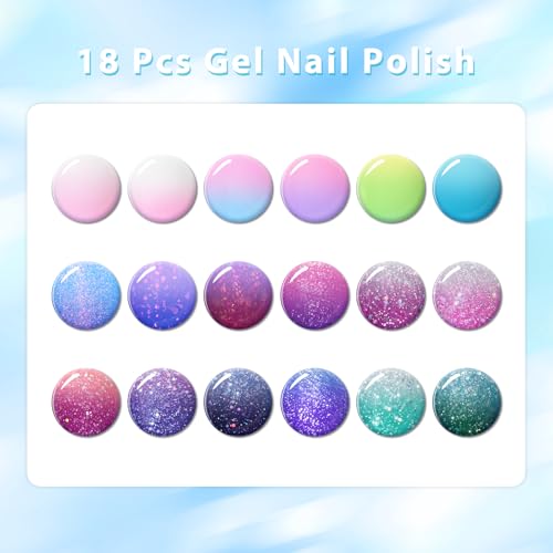 Set de 18 Esmaltes Gel Cambia Color MEET ACROSS miniatura 6