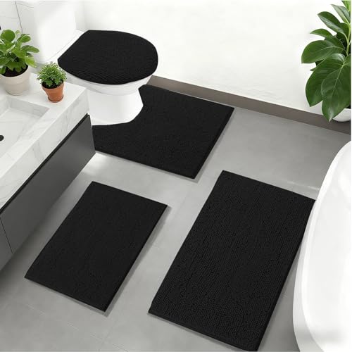 RUN HELIX 4-Piece Bath Rug Set – Non-Slip Shag Mats