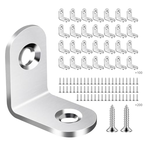 La Mejor Lista de Esquinas rectas disponible en línea. 50 AWCBBT Soportes de Esquina en L, 100 pack Soportes de Acero Inoxidable para Estantes 90 Grados, con 200 Tornillos, Soporte de Esquina de Metal,oporte de Angulo Recto Pequeño,...