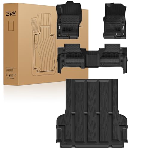 3W Floor Mats & Truck Bed Mat for Nissan Frontier 2025 2024 2023 2022 Crew Cab(NOT for 2nd with Under Seat Speaker), All Weather TPE Custom Fit Car Liner for Frontier 22-25 Nissan Frontier F