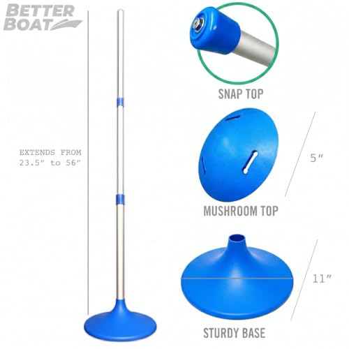 Image of Boat Cover Support Poles 2 Pack, Adjustable Twist Lock, Snap and Mushroom | Tops Included, Marine Grade Aluminum for Pontoon Jon Boat Tarp, Better Boat