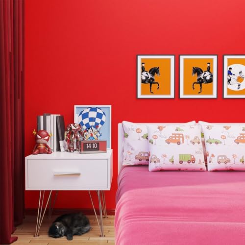 Image of HOME13Red Matte Wallpaper Self Adheisve Vinyl Removable Waterproof Wallpaper for Cabinet Kitchen Countertop (12x50 Inch Pack of 2)