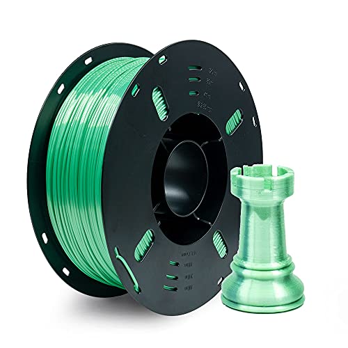 Voxelab Silk PLA 1.75mm 3D Printer Filament, Clog-Free Shiny 3D Printing Filament, +/- 0.02mm Dimensional Accuracy, 1kg Spool (2.2lbs), Fits Most FDM Printers, Silk Light Green
