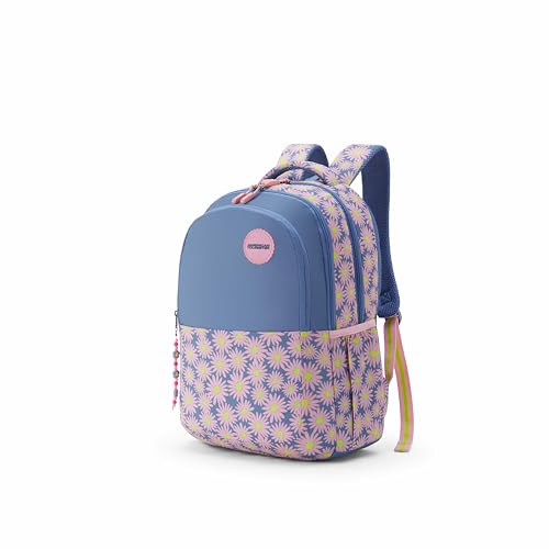 Image of American Tourister Sway | 32 Ltrs | 3 Compartments | Bottle Pocket | Ergonomic Padded Back Panel & Shoulder Straps | School Backpack for Boys & Girls | 1 Year International Warranty | Floral Grey