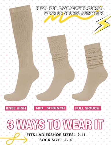Image of Buauty Slouch Socks for Women, Soft Extra Long Chunky Scrunch Knee High Sock Winter Knit Slouchy Socks Leg Warmmers