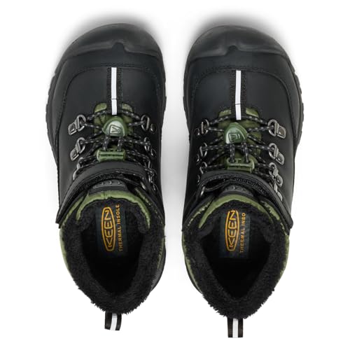 KEEN Unisex Kinder Kanibou wasserdichte Schneestiefel, Schwarz, Bronze, Grün, 10 UK