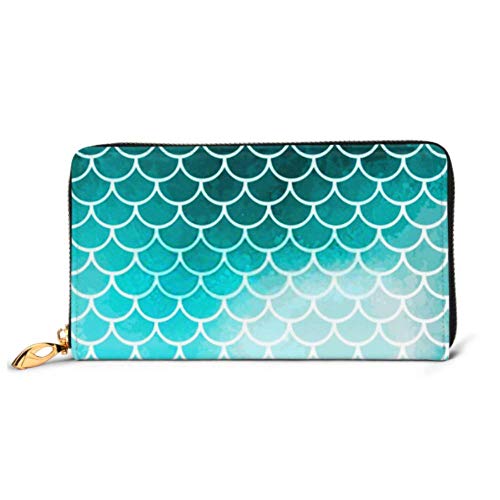 Preisvergleich Produktbild JHGFG Mode Handtasche Reißverschluss Brieftasche Türkis Meerjungfrau Waage Fisch Unterwasser Meer Telefon Kupplung Geldbörse Abendkupplung Blockieren Leder Brieftasche Multi Card Org