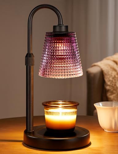 Innqoo Purple Candle Warmer Lamp with Timer Dimmable Candle Warmer for Home Decor Height Adjustable Candle Lamp for Jar Candles Birthday Gifts for Women Mom House Warming Gifts New Home