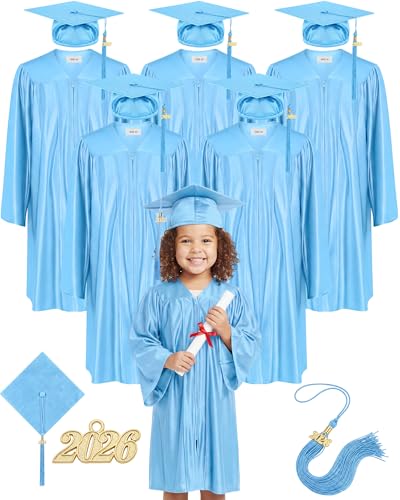 Image of Xuhal 6 Set Preschool Graduation Cap and Gown Set Kindergarten Grad Gowns Children Graduation Cap with 2026 Grad Tassel