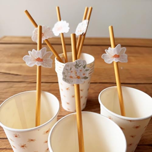 12 Pitillos de Papel con Diseño Floral Margarita miniatura 2