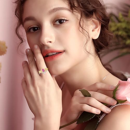 1CT Pear Cut Gemstone Wedding Ring Set for Women, Solid 10K 14K 18K Gold Bridal Ring Sets with Diamond Art Deco Leaf Engagement Promise Rings 2pcs Jewelry Gift for Her3