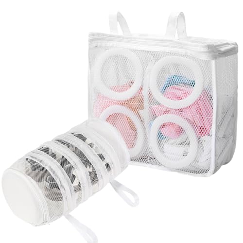 Sonwaha 2Pcs Schuhwaschbeutel Waschmaschine,Wäschesack Waschmaschine Rundum-Reinigung Wiederverwendbarer Wäschesack Schuhe für Waschmaschine mit Verstecktem Reißverschluss Weiß