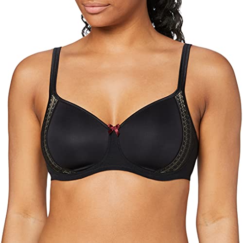SYROKAN Damen Sport BH - Bügel Ringerrücken Starker Halt BH Damen Schwarz 85F 7 Rosa Faia Damen Bügelloser BH 5654, Schwarz (Black), 85E (Herstellergröße: 38E)