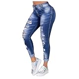 Ansenesna Jeans Damen Löcher Zerissene Skinny Elegant Hose Frauen Denim Risse Ripped Destroyed Schmales Bein Röhrenjeans (Himmelblau,XXXXXXL)