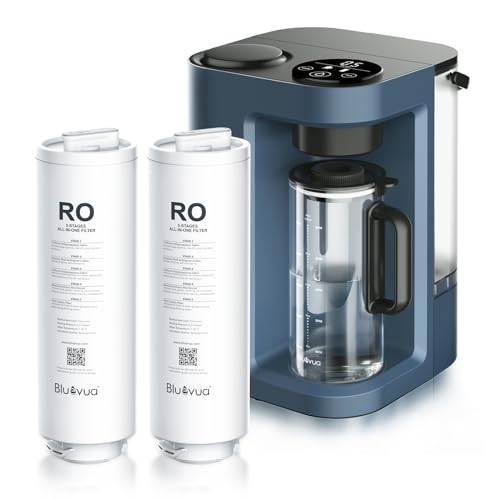 Bluevua RO100ROPOT-LITE Countertop Reverse Osmosis Water Filter System, Blue, with One Extra Replacement Filter, Bundle