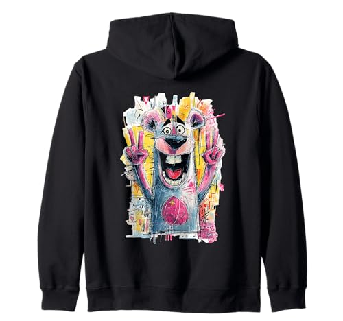Cartel de Arte gráfico Pop con diseño de Conejo de Dibujos Animados Sudadera con Capucha