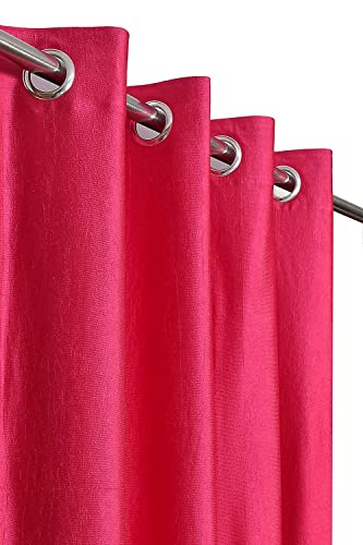 Image of Curtains 9 Feet Long for Living Room - Long Door Curtains Set 1 Pcs Panel, Solid Parda for Home Decor & Office Pink Colour 9 feet (48 x 108 Inch) - 1 Pcs