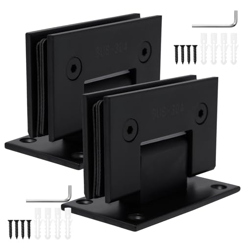 Pilikoll 2 Piezas Bisagras de Puerta de Vidrio de 90 Grados Abrazadera de Vidrio Puertas 8-12 mm Negro Soporte para Estante de Cristal 90 Grados Herrajes de puerta para Puerta de Vitrina