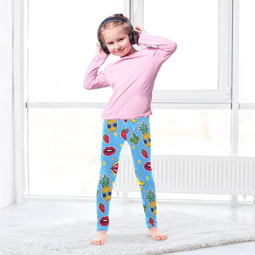ALAZA Girls' Leggings Children's Yoga Pants Skinny Printed Dance Fruits Cactus Wow Comfortable 4T3