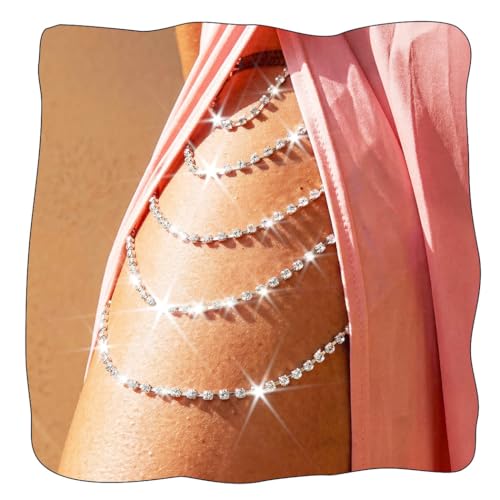 REETAN Leg Jewelry Thigh Rhinstone Body Chain for...