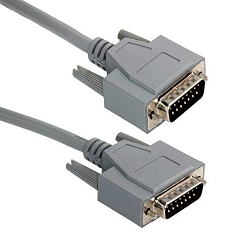 Amphenol CS-DSDMDB15MM-002.5 15-Pin DB15 Deluxe D-Sub Cable, Shielded, Male/Male, 2.5', Gray