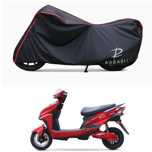 Image of Waterproof Bike Body Cover Compatible for | Techo Electra Raptor | Taffeta Fabric, Red Piping Design, Bottom Elastic Fit | Dustproof, Sun UV & Rain Protection for All Bikes
