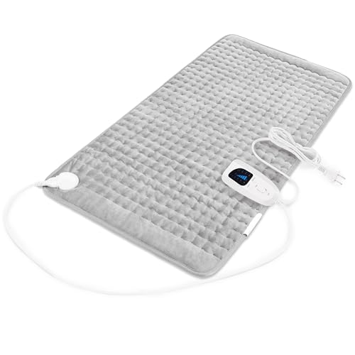 Image of Deepsoon Heating Pad,Electric Heating Pads for Back,Neck,Moist Heating Pad for Abdomen Shoulder Knee Legs,Dry /Moist Heat&Auto Shut Off,Mother's Day Birthday for Men and Women,Light Gray,33x17 Inch