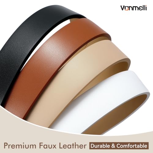 Image of VONMELLI 4 Pack Womens Thin Leather Belt Skinny Waist Belts for Women Fashion Jeans Dress with Gold Buckle