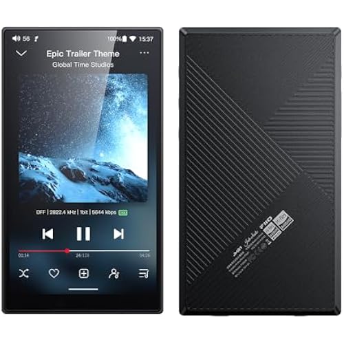 JadeAudio/FiiO JM21 Android 13 Hi-Res Music Player MP3 with Snapdragon 680, Bluetooth WiFi USB DAC 12.5H Playtime (3+32g Black)