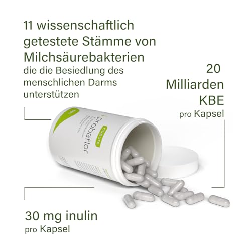 Nupure® Probaflor mit 345 Mrd KBE/g*, 110 Kapseln mit 11 Spezielle Bakterienstämme, Mit Inulin und Lactobacillus salivarius SP2, Besser geschützt dank Spezialdose, Vegan
