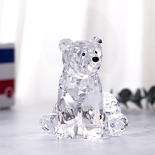 Danrecin Acrylic Bear Figurine Cute Polar Bear Home Decor Clear Animal Room Decorations For Home And Office Not Crystal (E) #TOP1