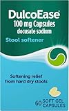 DulcoEase 100 mg Docusate Sodium Capsules - Softening Constipation Relief - Pack of 60 Soft Gel Capsules - Stool Softening Laxative