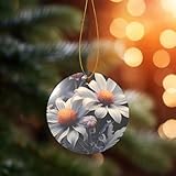 2024 Weihnachtsbaumschmuck zum Aufhängen, modernes Blumengemälde, klare Acrylornamente, Weihnachts-Porzellan-Dekorationen, runde Form, Weihnachtsbaum-Hängedekoration für Zuhause, Urlaub, Dekoration,