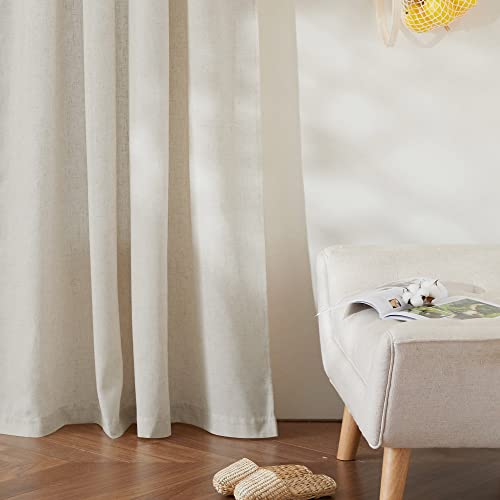 Ryb Home Light Fitlering Curtains Flax Linen Sheer Drapes Half Privacy Uv Protection Sun Glare Control Solar Shades Blinds For Lobby Farmhouse Living Room Door, W 52 X L 120 Inches, Pack Of 2, Linen #TOP4
