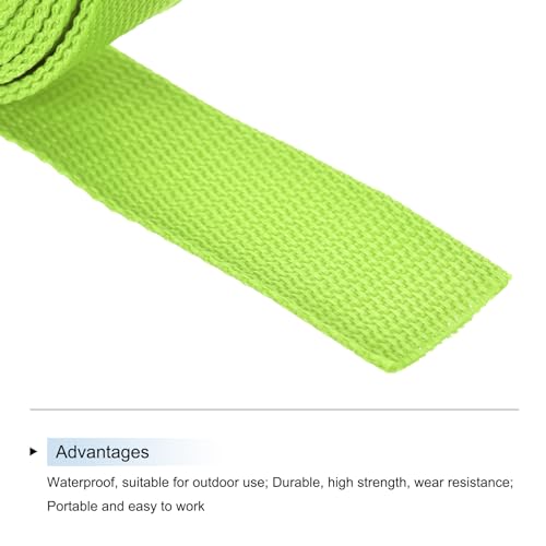 Image of MECCANIXITY Lightweight Polypropylene Webbing Strap 1.5 inch 10 Yard Backpack Strapping Band Yellowish Green for Outdoor Luggage Cargo Straps
