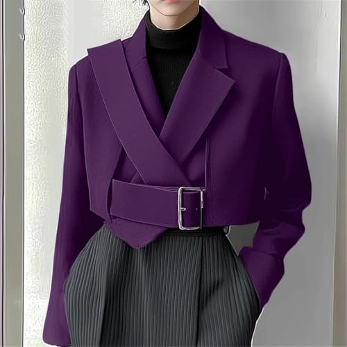 Men's Design Cropped Casual Blazer Full Sleeve Regular Length Hidden Breast Knit Fabric Loose Fit Solid Coat2