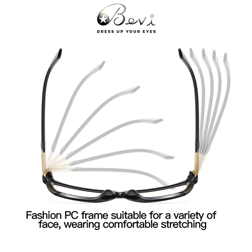 Image of Bevi Reading Glasses Anti Eyestrain Blue Light Blocking Large Square Oversize Frame with Metal Hinge for Women and Men